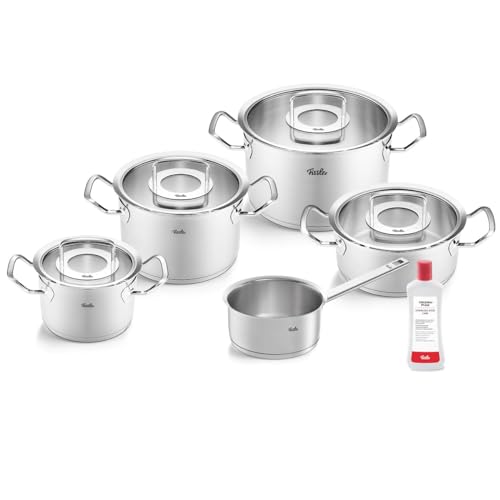 Fissler Original-Profi Collection/Edelstahl-Kochtopfset, 5-teilig, inkl. Glas-Deckel + Gratis Edelstahlpflege - Induktion, Silber von Fissler