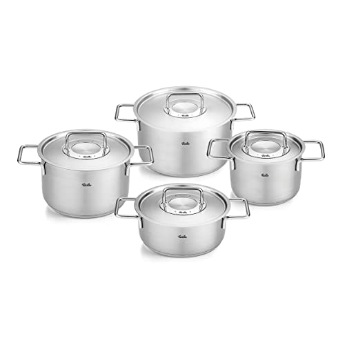 Fissler Pure Collection / Edelstahl-Kochtopfset, 4-teilig, Töpfe mit Metall-Deckel (3 Kochtöpfe,1 Bratentopf) - Induktion, Groß von Fissler