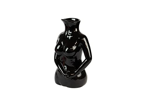 FISURA Moderner Deko-Vase in Form einer Büste, Keramik, Mehrzweck-Vase für Damen, Maße: 17 x 11 x 23 cm (Schwarz) von FISURA