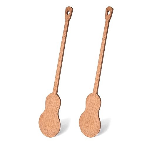 Fisura - Origineller Holzlöffel in Form. Set mit 2 Spateln zum Kochen. Löffel aus Buchenholz. Hitzebeständiges Küchenzubehör. (Gitarre) von FISURA