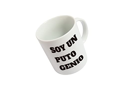 Fisura - Originelle weiße Tasse "Soy un puto Genio" - lustige Tasse mit lustigen Sprüchen - Fassungsvermögen 320 ml - Porzellan von FISURA