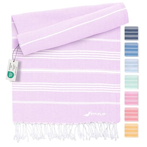 Hamamtuch aus 100% recycelter Baumwolle – nachhaltig und natürlich – Saunatuch, Strandtuch, Duschtuch, Badetuch, Yogatuch – Lilac – 100x200cm Sultan von Fit-Flip