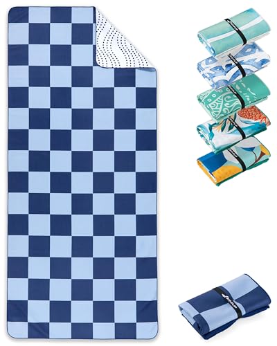 Fit-Flip Strandtuch XXL - Mikrofaser Badetuch - Strandtücher leicht und schnelltrocknend - 100% recyceltes Mikrofaser Handtuch - Strandhandtuch zum Baden (Checkerboard 160x90cm) von Fit-Flip