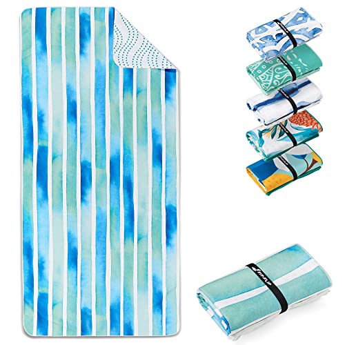 Fit-Flip Strandtuch XXL - Mikrofaser Badetuch - Strandtücher leicht und schnelltrocknend - 100% recyceltes Mikrofaser Handtuch - Strandhandtuch zum Baden (Aquarell Stripes 160x90cm) von Fit-Flip