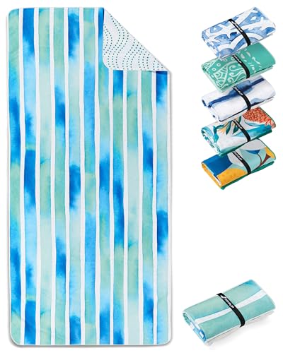 Fit-Flip Strandtuch XXL - Mikrofaser Badetuch - Strandtücher leicht und schnelltrocknend - 100% recyceltes Mikrofaser Handtuch - Strandhandtuch zum Baden (Aquarell Stripes 200x90cm) von Fit-Flip