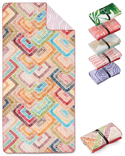 Fit-Flip Strandtuch XXL - Mikrofaser Badetuch - Strandtücher leicht und schnelltrocknend - 100% recyceltes Mikrofaser Handtuch - Strandhandtuch zum Baden (Fancy Squares 200x90cm) von Fit-Flip