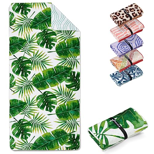 Fit-Flip Strandtuch XXL - Mikrofaser Badetuch - Strandtücher leicht und schnelltrocknend - 100% recyceltes Mikrofaser Handtuch - Strandhandtuch zum Baden (Tropic Leaves 160x90cm) von Fit-Flip