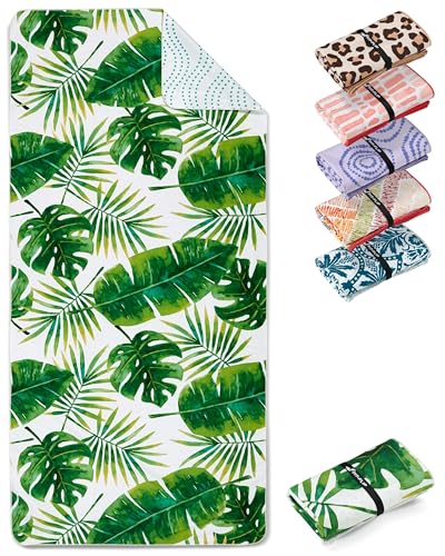Fit-Flip Strandtuch XXL - Mikrofaser Badetuch - Strandtücher leicht und schnelltrocknend - 100% recyceltes Mikrofaser Handtuch - Strandhandtuch zum Baden (Tropic Leaves 200x90cm) von Fit-Flip