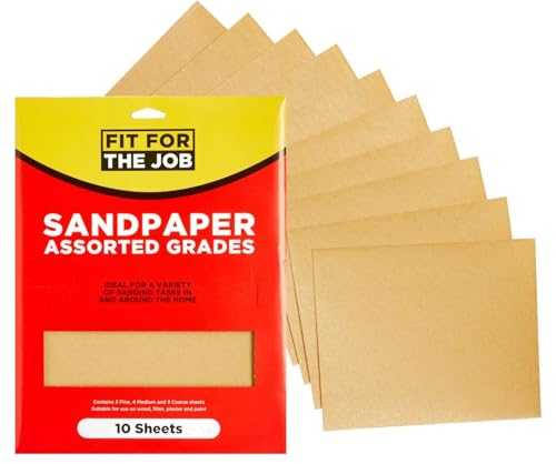 Fit For The Job 10 große Schleifpapierblätter; A4-Format; versch. Qualitäten; Schleifen v. Holz, Möbeln, Metall, Gips für Heimw.arbeiten, Dekorieren usw – 3 x fein, 4 x mittel, 3 x grob, 230 x 280mm Fit For The Job 10 große Schleifpapierblätter; A4-Format; versch. Qualitäten; Schleifen v. Holz, Möbeln, Metall, Gips für Heimw.arbeiten, Dekorieren usw – 3 x fein, 4 x mittel, 3 x grob, 230 x 280mm von Fit For The Job