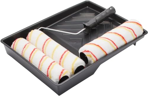 Fit For The Job 225mm-Dreifach-Farbroller-Set f. Heimwerker mit Dispersionsfarben an Wänden und Decken – mittelflorige Farbrollerhülsen für glatte und halbglatte Oberflächen, mit Rahmen und Schale Fit For The Job 225mm-Dreifach-Farbroller-Set f. Heimwerker mit Dispersionsfarben an Wänden und Decken – mittelflorige Farbrollerhülsen für glatte und halbglatte Oberflächen, mit Rahmen und Schale von Fit For The Job