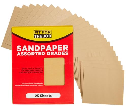 Fit For The Job 25 große Schleifpapierblätter; A4-Format; versch. Qualitäten; Schleifen v. Holz, Möbeln, Metall, Gips für Heimw.arbeiten, Dekorieren usw – 6 x fein, 10 x mittel, 9 x grob, 230 x 280mm Fit For The Job 25 große Schleifpapierblätter; A4-Format; versch. Qualitäten; Schleifen v. Holz, Möbeln, Metall, Gips für Heimw.arbeiten, Dekorieren usw – 6 x fein, 10 x mittel, 9 x grob, 230 x 280mm von Fit For The Job