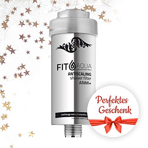 Fit aqua AWF-SWR-P-ANM-M Duschfilter gegen Chlor und Schadstoffe, reduziert Haarausfall und Hauterretation, Chrom von Fit aqua