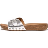 Fitflop Pantolette "IQUSHION ADJUSTABLE BUCKLE METALLIC-LEATHER SLIDES", Keilabsatz, Sommerschuh, Schlappen mit verstellbarer Bandage Fitflop Pantolette "IQUSHION ADJUSTABLE BUCKLE METALLIC-LEATHER SLIDES", Keilabsatz, Sommerschuh, Schlappen mit verstellbarer Bandage von FitFlop