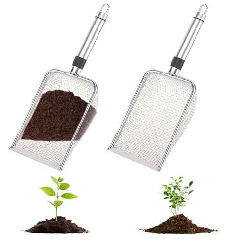 FitRepa 2 PCS Gartensieb aus Edelstahl Kompostsieb mit Griff, Erdsieb Sandsieb, für Erde, Steine, Kompost, Unkraut, Sand, Schotter und Saatgut (3.8mm Mesh) von FitRepa