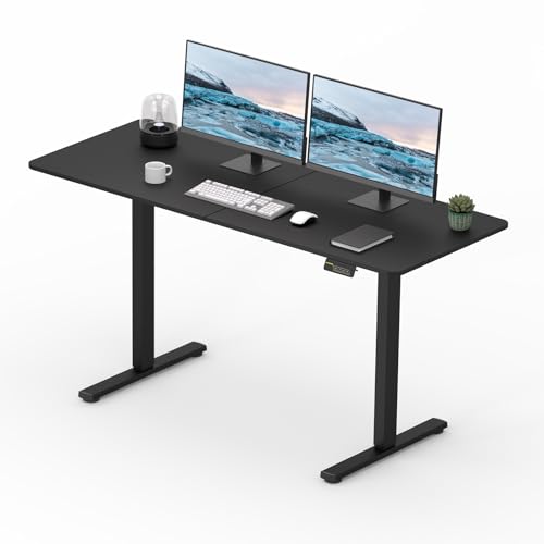 FitStand Elektrisches Stehpult 120x60cm, höhenverstellbares Stehpult mit Kopfhörerhaken, Stehpult für das Home Office mit Memory-Funktion und Kindersicherung(schwarzes Gestell+ Schwarze Tischplatte) von FitStand