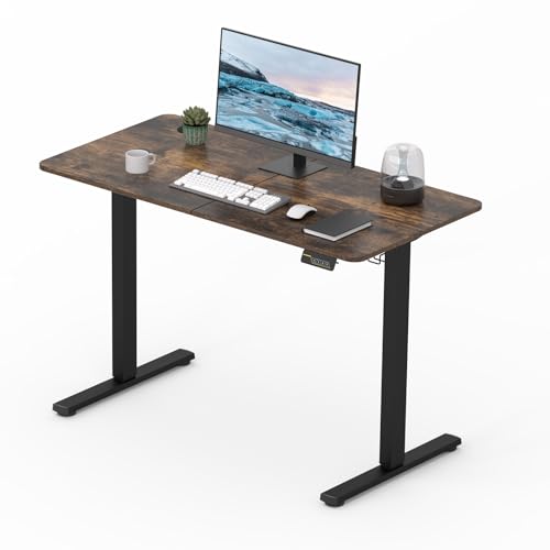 FitStand Elektrisches Stehpult 120x60cm, höhenverstellbares Stehpult mit Kopfhörerhaken, Stehpult für das Home Office mit Memory-Funktion und Kindersicherung(schwarzes Gestell+ braune Tischplatte) von FitStand