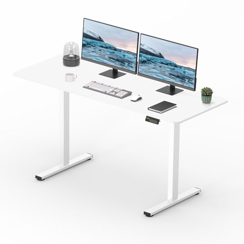 FitStand höhenverstellbarer Schreibtisch Elektrisches Stehpult 140x60cm, höhenverstellbares Stehpult mit Kopfhörerhaken, Stehpult für das Home Office mit Memory-Funktion und Kindersicherung (weiß) von FitStand