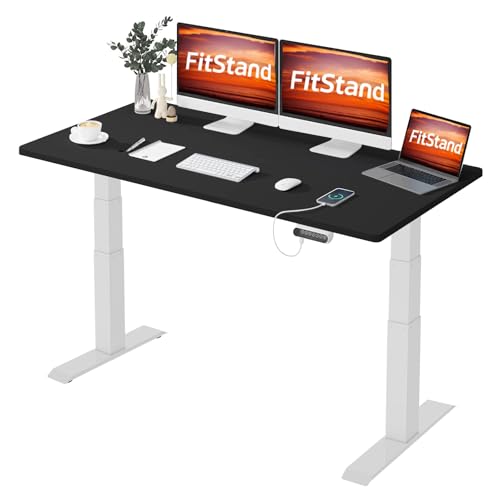 FitStand Höhenverstellbarer Schreibtisch Einteilige Tischplatte 140x80 cm-mit 2 starken Motoren-Stabiler Schreibtisch Höhenverstellbar Elektrisch-Standing Desk mit Memory-Funktion von FitStand