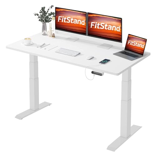 FitStand Höhenverstellbarer Schreibtisch Einteilige Tischplatte 140x80 cm-mit 2 starken Motoren-Stabiler Schreibtisch Höhenverstellbar Elektrisch-Standing Desk mit Memory-Funktion von FitStand