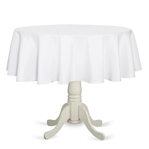 Fitable Weiße, runde Tischdecke, 152,4 cm, flecken- und knitterfest, waschbare Polyester-Tischdecke, dekorative Tischdecke für Esstisch, Buffet-Partys und Camping von Fitable