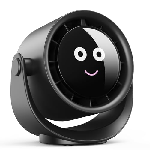 Fitabok USB Ventilator, Kleiner Tischventilator mit 5 Geschwindigkeiten, LED Display, 360° Drehung Ventilatoren, 4000mAh Akku, Starker Luftstrom, Mini Wiederaufladbar Fans für Haus Schlafzimme Büro von Fitabok