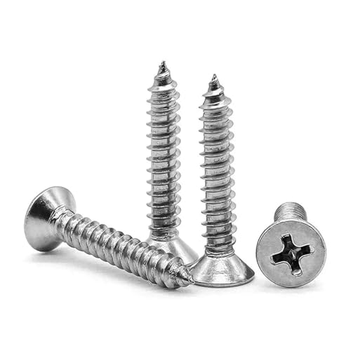 10/50 Stück M1 M1.2 M1.4 M1.7 M2 M2.2 M2.6 M3 M3.5 M4 M5 M6 304 Edelstahl Kreuzschlitz Senkkopf Blechschrauben Holzschrauben(3mm,M1.4 x 50pcs) von Fitaulip