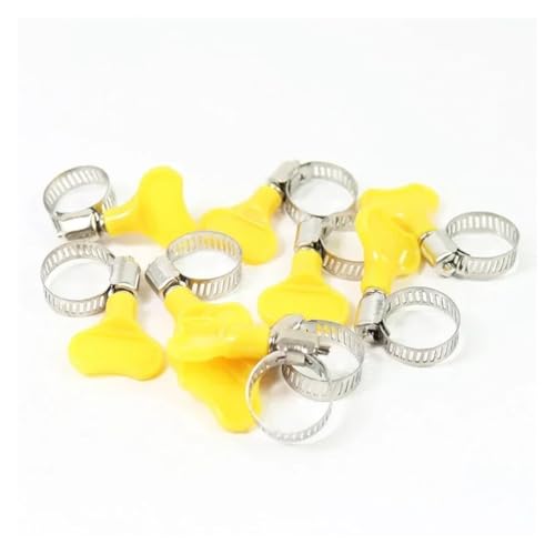 10 stücke Edelstahl Schlauch Klemmen 8-38mm Einstellbare Gelb Kunststoff Griff for Rohr/Rohr Schneckengetriebe Typ(8-12mm 10PCS) von Fitaulip