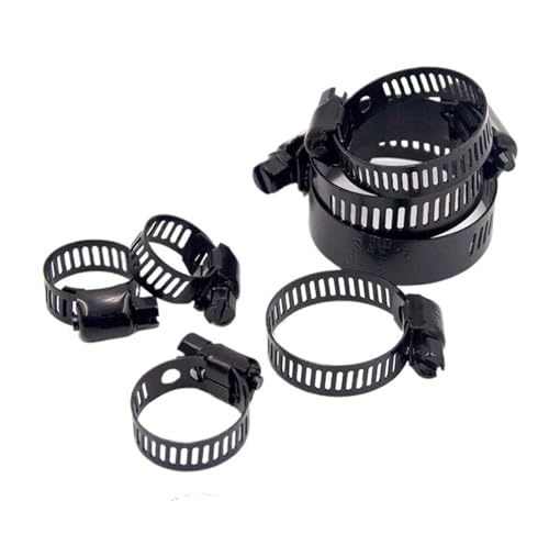 30 stücke Edelstahl Einstellbare 6-38mm Bereich Schneckengetriebe Schwarz Schlauch Klemmen for Holzbearbeitung Frühling Clamp(21-38mm) von Fitaulip