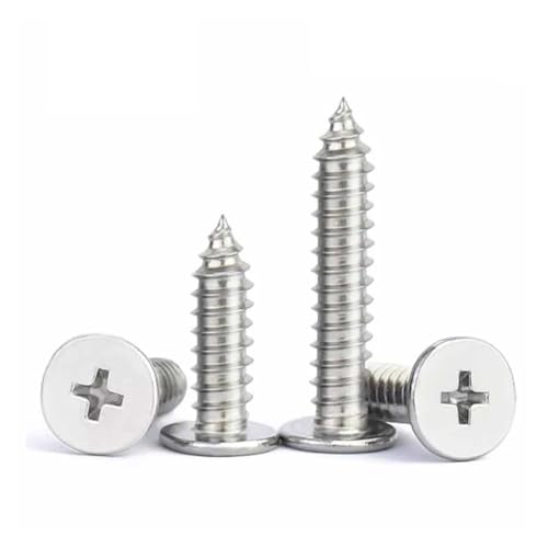 5/50 Stück M2.6 M3 M3.5 M4 M5 M6 M8 CA304 Edelstahl Kreuz Ultradünne Flache Waferkopf Selbstschneidende Holzschraube(20mm,50pcs M2.6) von Fitaulip