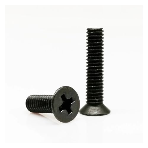 50 Stück M1.6 M2 M2.5 M3 M3.5 M4 Kleine Mikro-Kreuzschrauben aus schwarzem Stahl mit flachem Senkkopf(16mm,M2) von Fitaulip