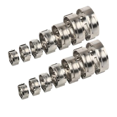 Schlauchschellen-Sortiment aus Edelstahl 304 mit einem Ohr, 6,5,3–23, mm, 25 Stück(7.0mm) von Fitaulip