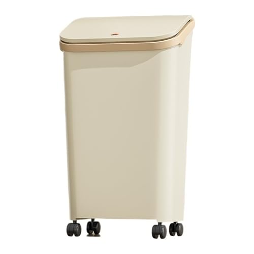 Fashionable Indoor Garbage Bin, Kitchen Trash Can with Press Type Lid, 5.2 Gal Movable Plastic Garbage Can with wheels and Built-in Pressure Ring for Home/Bathroom/Office/Garage,Get More Storage(Khak Fashionable Indoor Garbage Bin, Kitchen Trash Can with Press Type Lid, 5.2 Gal Movable Plastic Garbage Can with wheels and Built-in Pressure Ring for Home/Bathroom/Office/Garage,Get More Storage(Khak von Fitlin