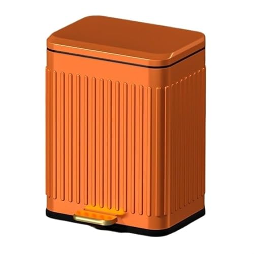 Fashionable Indoor Garbage Bin, Luxury Stainless Steel Trash Can with Soft-Close Lid，Step-Open Garbage Can Fingerprint Proof, Retro Pedal Wastebasket with Inner Liner, 6/13 Liter,Get More Storage(Ora von Fitlin