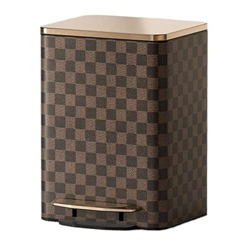 Fashionable Indoor Garbage Bin, Modern Luxury Stainless Steel Trash Can with PU Leather Outer Layer, Step Pedal Trash Can with Soft Close Lid, Handle and Inner Bucket for Home Office,Get More Storage von Fitlin