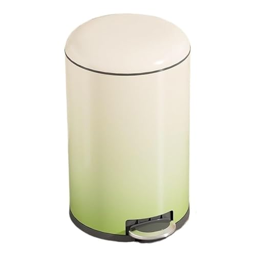 Fashionable Indoor Garbage Bin, Round Gradient Trash Can with Lid, Stainless Steel Step Pedal Garbage Can Wastebasket with Removable Liner Bin for Living Room, Bedroom, Office,Get More Storage(Green, von Fitlin