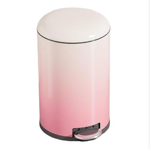 Fashionable Indoor Garbage Bin, Round Gradient Trash Can with Lid, Stainless Steel Step Pedal Garbage Can Wastebasket with Removable Liner Bin for Living Room, Bedroom, Office,Get More Storage(Pink,L von Fitlin