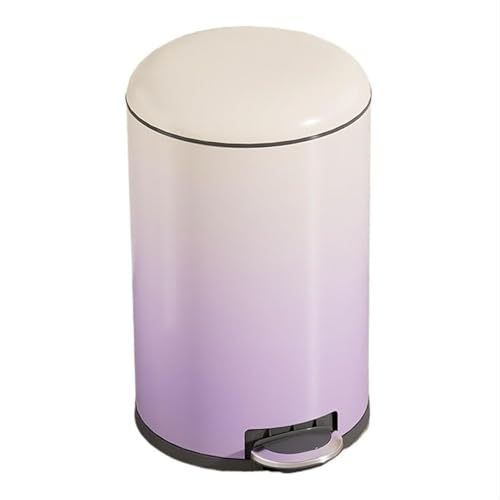 Fashionable Indoor Garbage Bin, Round Gradient Trash Can with Lid, Stainless Steel Step Pedal Garbage Can Wastebasket with Removable Liner Bin for Living Room, Bedroom, Office,Get More Storage(Purple von Fitlin