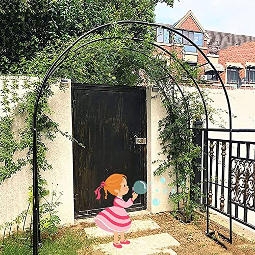 Gartenlaube aus Metall für Kletterpflanzen, rostbeständiger Stahlrahmen, extra breites Rankgitter für Rosen, elegante Dekoration für den Innen- und Außenbereich (W1.4mxH2.3m) von Fitlin