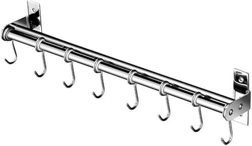 Household Kitchen Wall Rack, Stainless Steel Multi Function Movable Hook Rack, Suitable for Toilets, Utility Room(50cm) von Fitlin