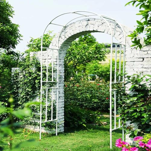 Metall Gartenbogen 3,2m Schwerer Rosenbogen Spalier Pergola Bogenständer für Kletterpflanzen Patio-Laube Deko (White,L210xH240xW40cm) von Fitlin