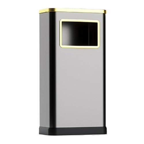 Modischer Mülleimer for den Innenbereich, Mülleimer aus Edelstahl mit Deckel, gewerblicher Metallmülleimer mit herausnehmbarem Inneneimer und Aschenbecherdeckel, for Büro, Hotel, drinnen und draußen, von Fitlin
