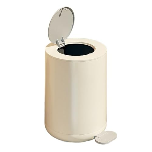Modischer Mülleimer for den Innenbereich, runder Mülleimer mit Fußpedal, sanft schließender Trittmülleimer mit herausnehmbarem Inneneimer, moderner 12/15-Liter-Mülleimer mit Deckel for Wohnzimmer, Sch von Fitlin
