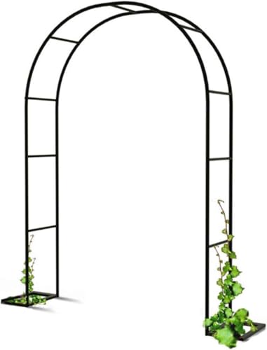 Wetterfester Stahl Gartenbogen für Kletterpflanzen, freistehende Pergola mit 1,8 m breiten Spalier und grünem Bogen(Black,W1.4M*H2.3M) von Fitlin