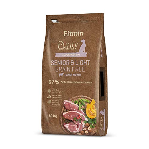 Fitmin dog Purity GF Senior&Light&Lamb | Hundetrockenfutter | Ein getreidefreies futter | Lammfleisch | Komplettfutter mit verringertem Energiegehalt | Übergewichtige Hunde und Senioren | 12 kg von Fitmin