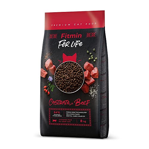 Fitmin for Life Castrate Beef | Trockenfutter für Katzen | Alleinfutter für kastrierte Erwachsene Katzen | Komplettfutter für Katzen | Neues Rezept | 8 kg von Fitmin