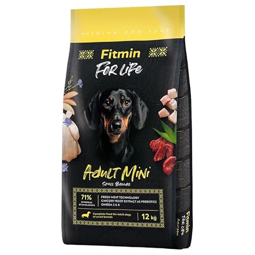 Fitmin for Life Minifutter für kleine Hunde | Hundetrockenfutter | Hundenahrung mit Frischfleisch | 71% Protein tierischen Ursprungs | Futter für kleine Hunde | 12kg von Fitmin