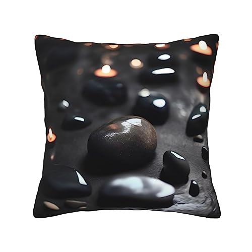 Fittg Kissenbezug, Motiv: Black Mystery Heart Stone, Bedruckt, weich, langlebig, dekorativer Kissenbezug für Bett, Sofa, Schlafzimmer 45 X 45 cm von Fittg