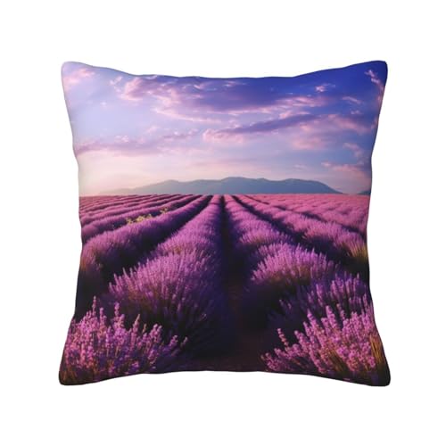 Fittg Kissenbezug mit romantischem Lavendel-Motiv, weich, langlebig, dekorativer Kissenbezug für Bett, Sofa, Schlafzimmer 45 X 45 cm von Fittg