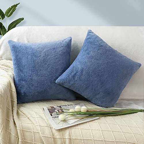 Fittia 2-er Set Superweich Kissenbezug Weihnachten Kissenhülle Plüschkissen WurfKissenbezug Weihnachten Kissenhülle Sofakissen Couchkissen Dekokissen Kuschelkissen für Sofa Couch, Blau, 50x50cm von Fittia