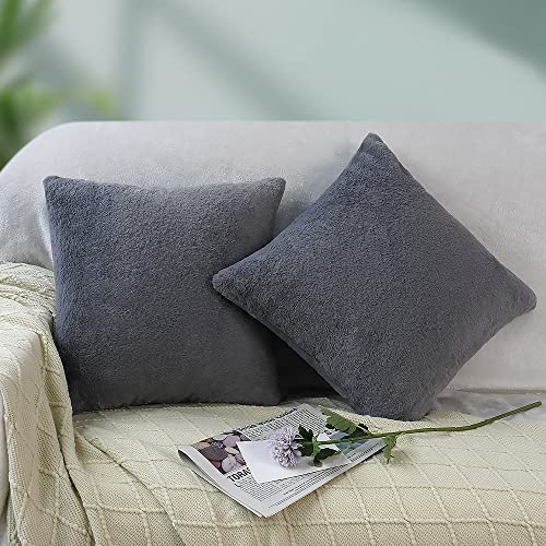 Fittia 2-er Set Superweich Kissenbezug Weihnachten Kissenhülle Plüschkissen WurfKissenbezug Weihnachten Kissenhülle Sofakissen Couchkissen Dekokissen Kuschelkissen für Sofa Couch, Grau, 45x45cm von Fittia